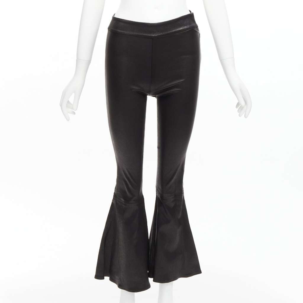 Frame Lambskin Cropped Pants Black Leather Very good - Front View