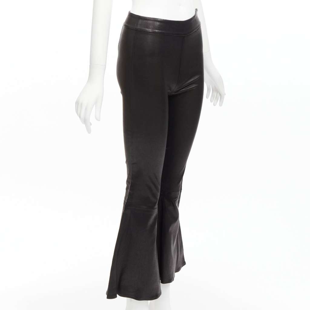 Frame Lambskin Cropped Pants Black Leather Very good - Inside View