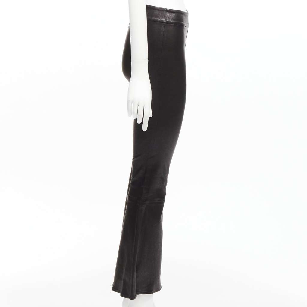 Frame Lambskin Cropped Pants Black Leather Very good - Model View