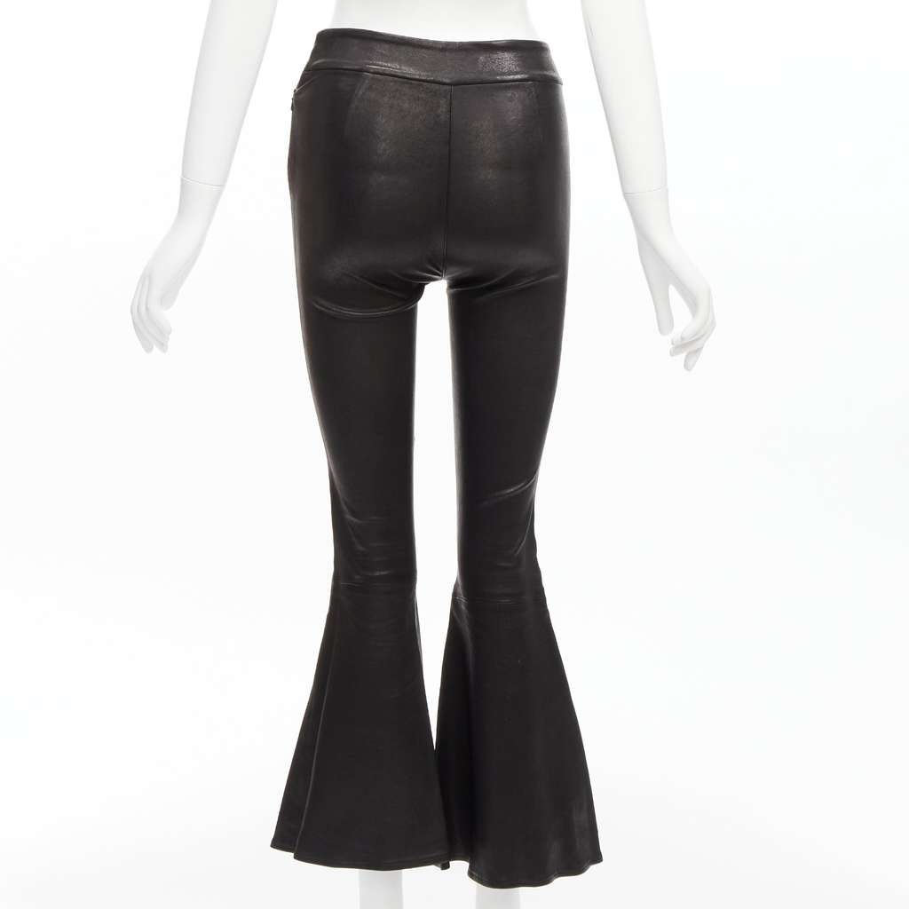 Frame Lambskin Cropped Pants Black Leather Very good - Box View