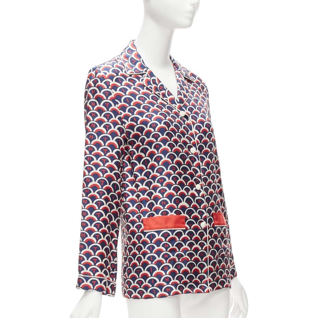 Valentino Garavani Logo Pajama Shirt Red Silk Never worn - Inside View