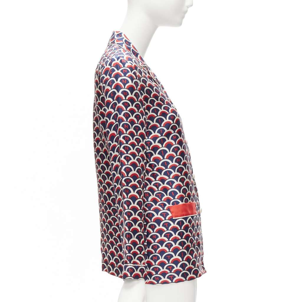 Valentino Garavani Logo Pajama Shirt Red Silk Never worn - Model View