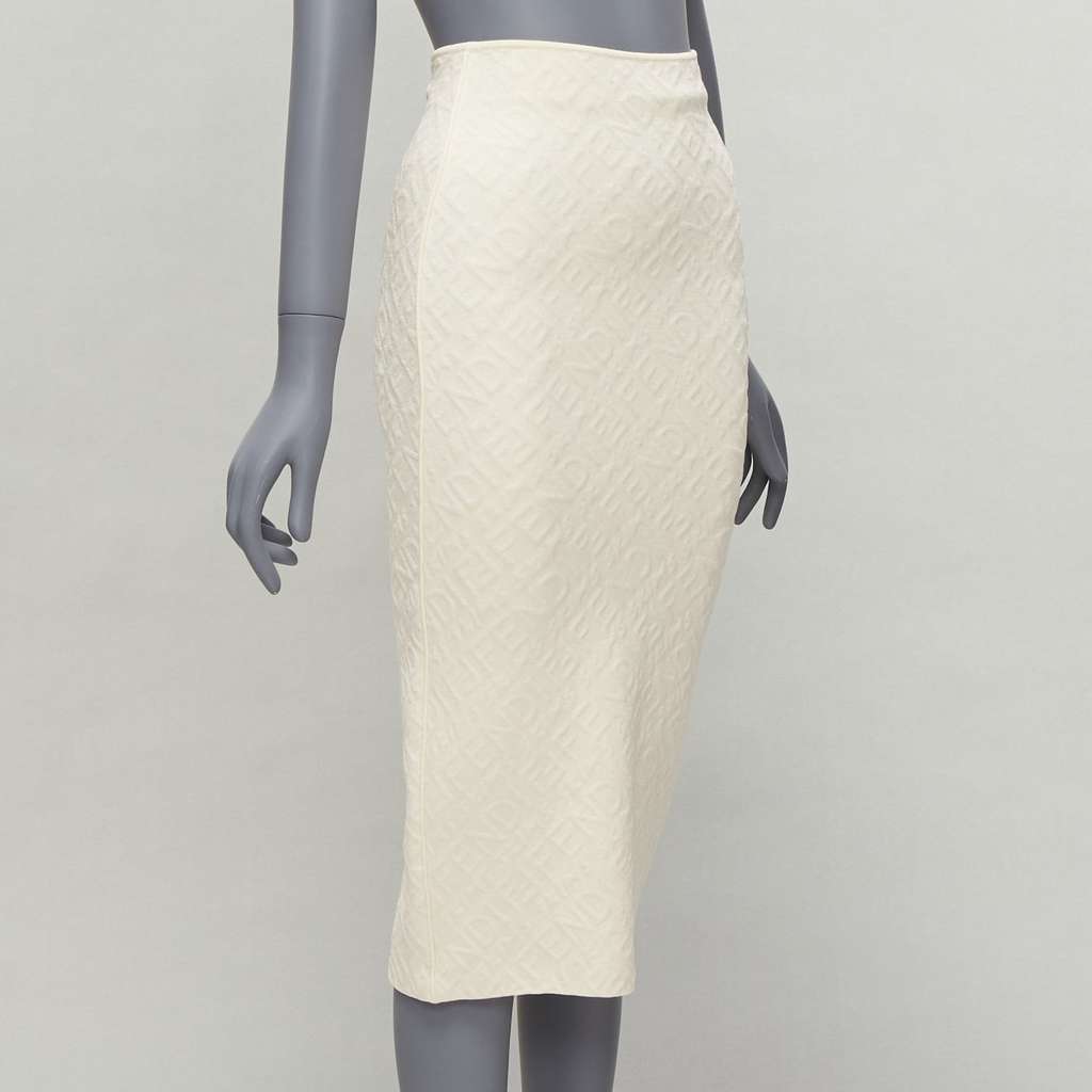 Fendi Logo Pencil Skirt Beige Viscose Never worn - Inside View