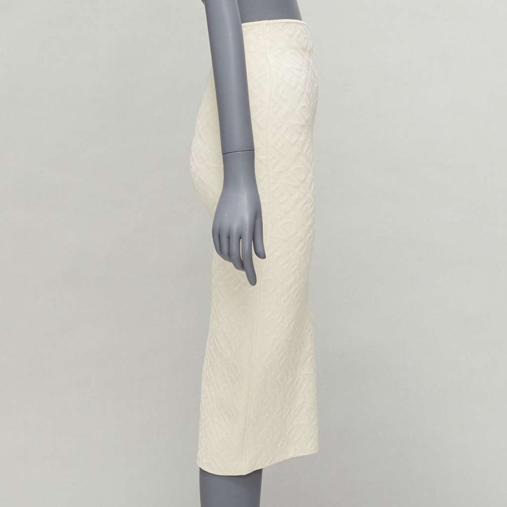Fendi Logo Pencil Skirt Beige Viscose Never worn - Model View