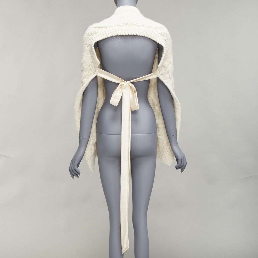 Simone Rocha Ribbon Tie Cable Top Beige Never worn - Back View