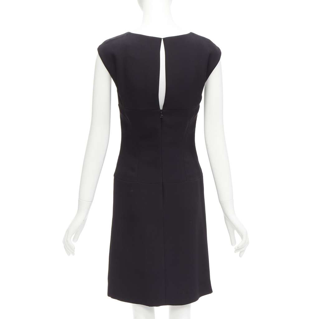 Chanel Ruched Shift Dress Black Silk Very good - Box View