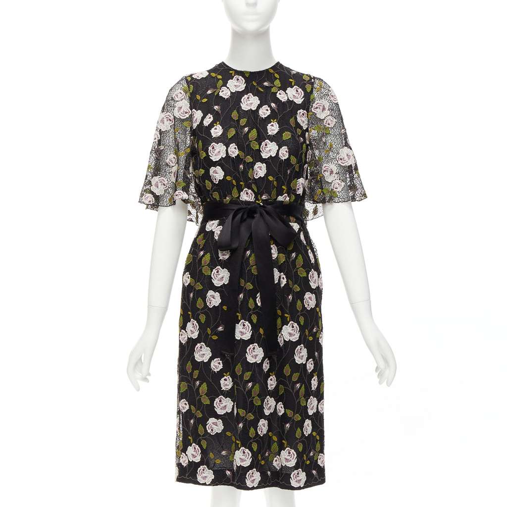 Giambattista Valli Lace Cape Dress Black Cotton Very good - Front View