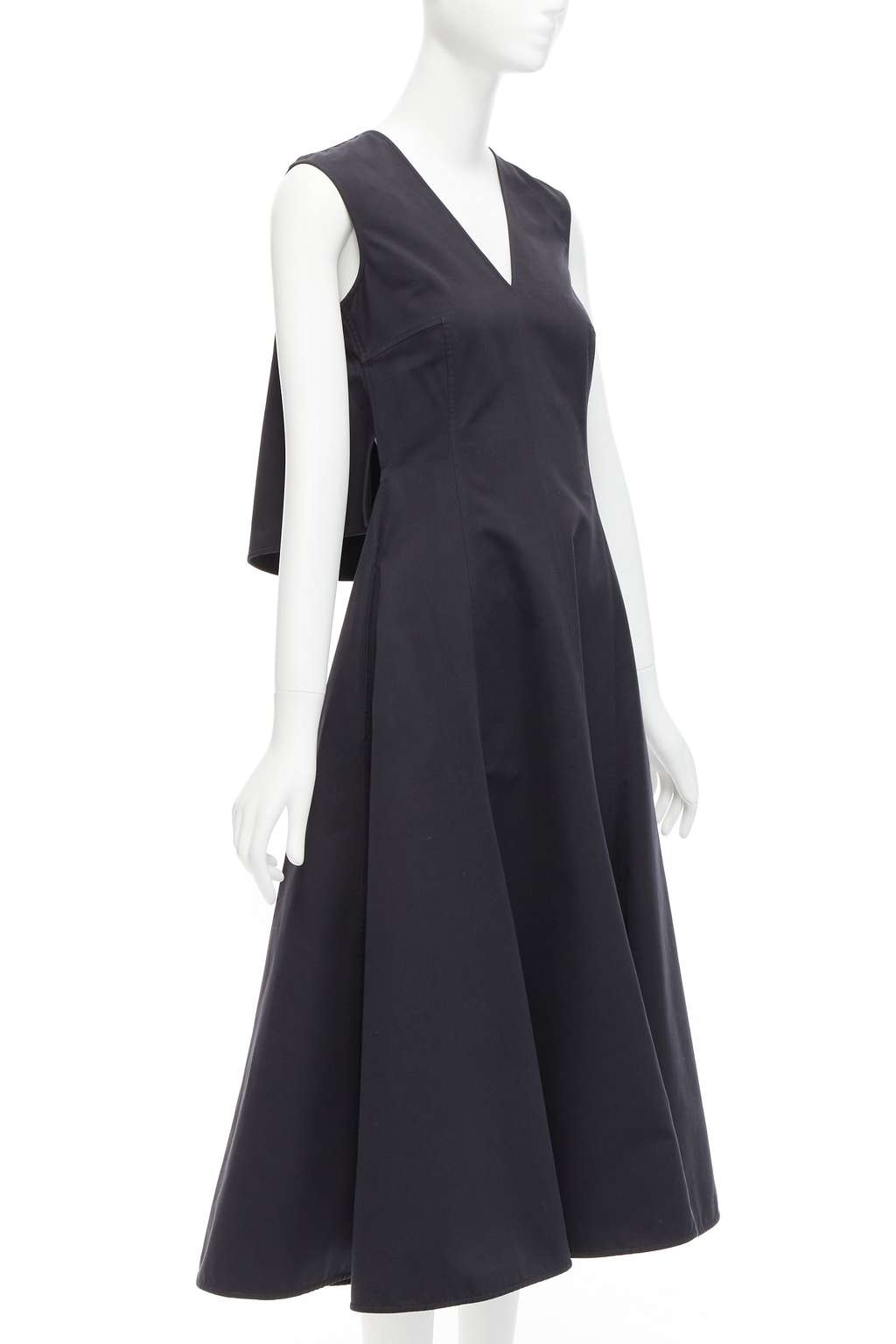 Jil Sander Cape Back Dress Black Cotton Very good - Front View