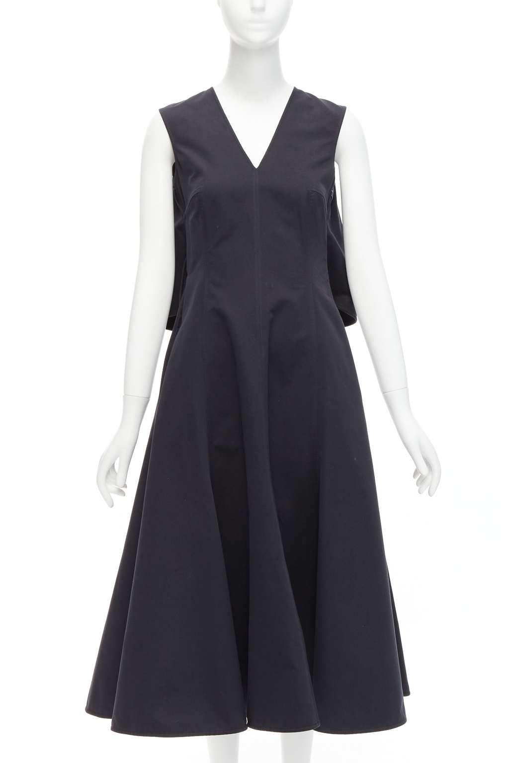Jil Sander Cape Back Dress Black Cotton Very good - Back View