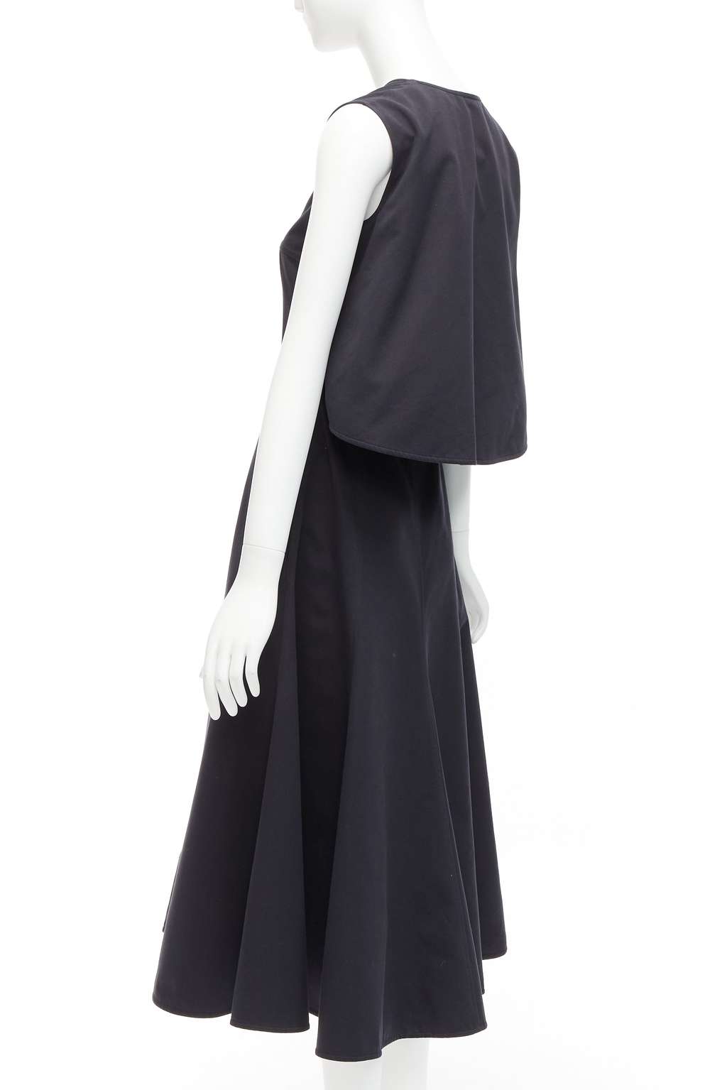 Jil Sander Cape Back Dress Black Cotton Very good - Box View