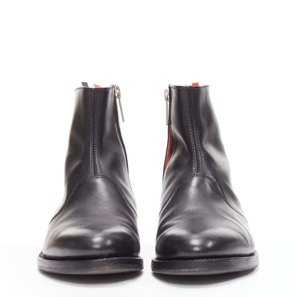 Thom Browne Minimal Tab Zip Boots Black Leather Good - Inside View