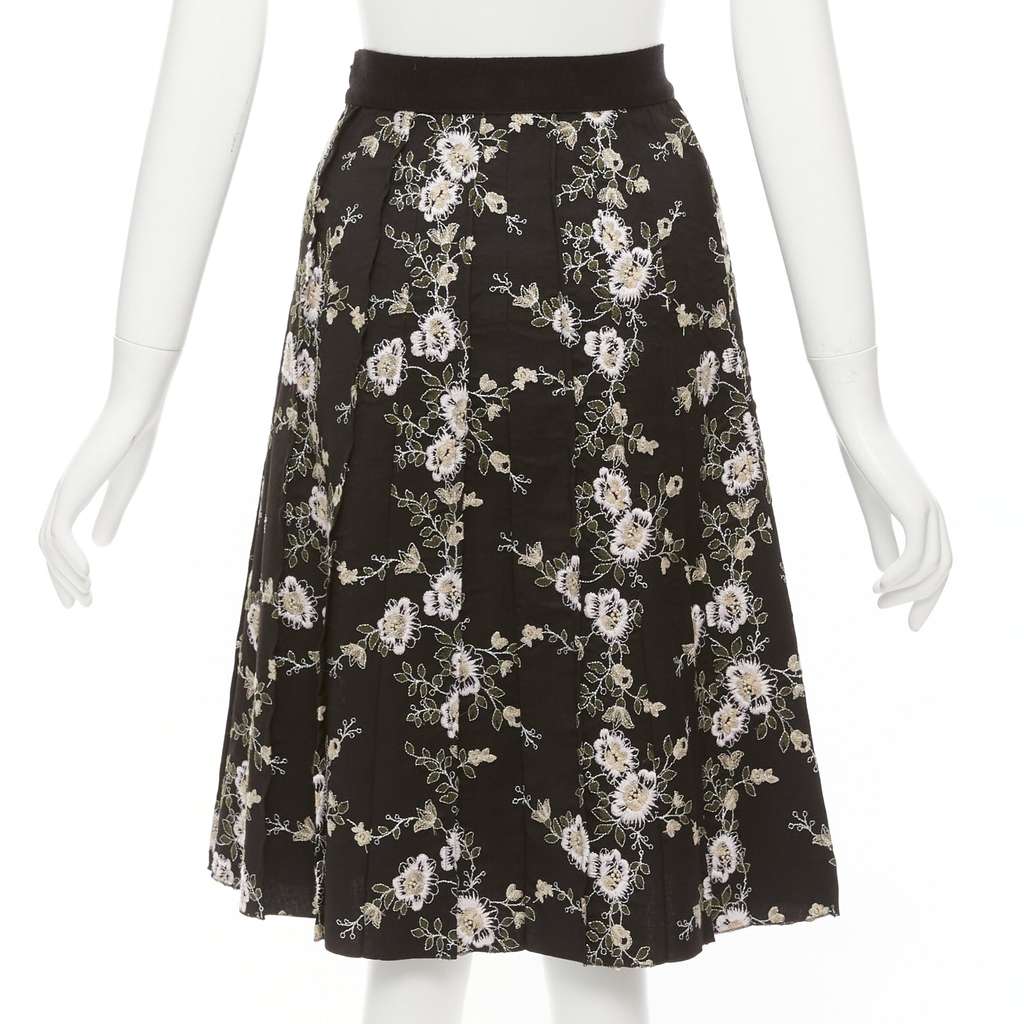 Giambattista Valli Floral Wool Skirt Black Wool Never worn - Box View