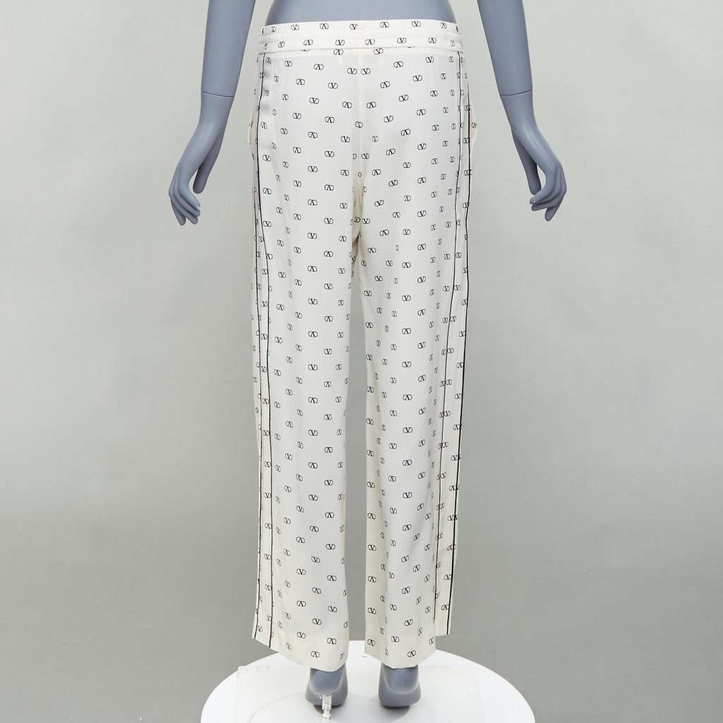 Valentino Garavani Trim Waist Pants Beige Silk Never worn - Box View