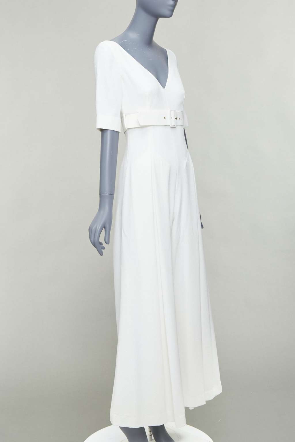 Emilia Wickstead Cloque Belted Jumpsuit Beige Polyester Very good - Inside View