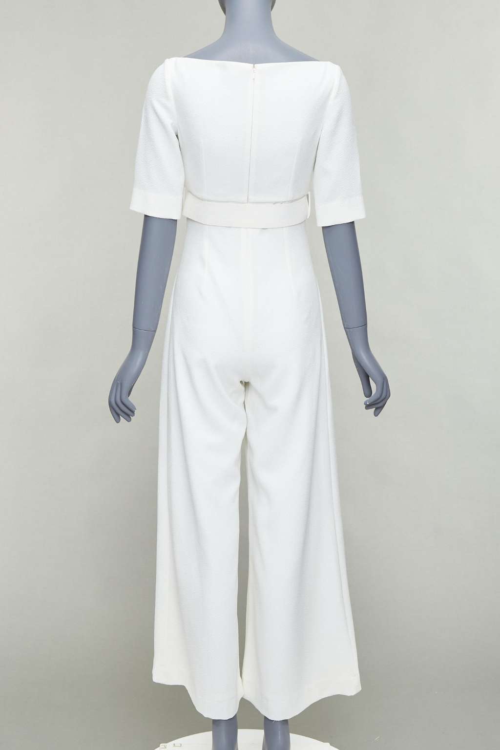 Emilia Wickstead Cloque Belted Jumpsuit Beige Polyester Very good - Box View