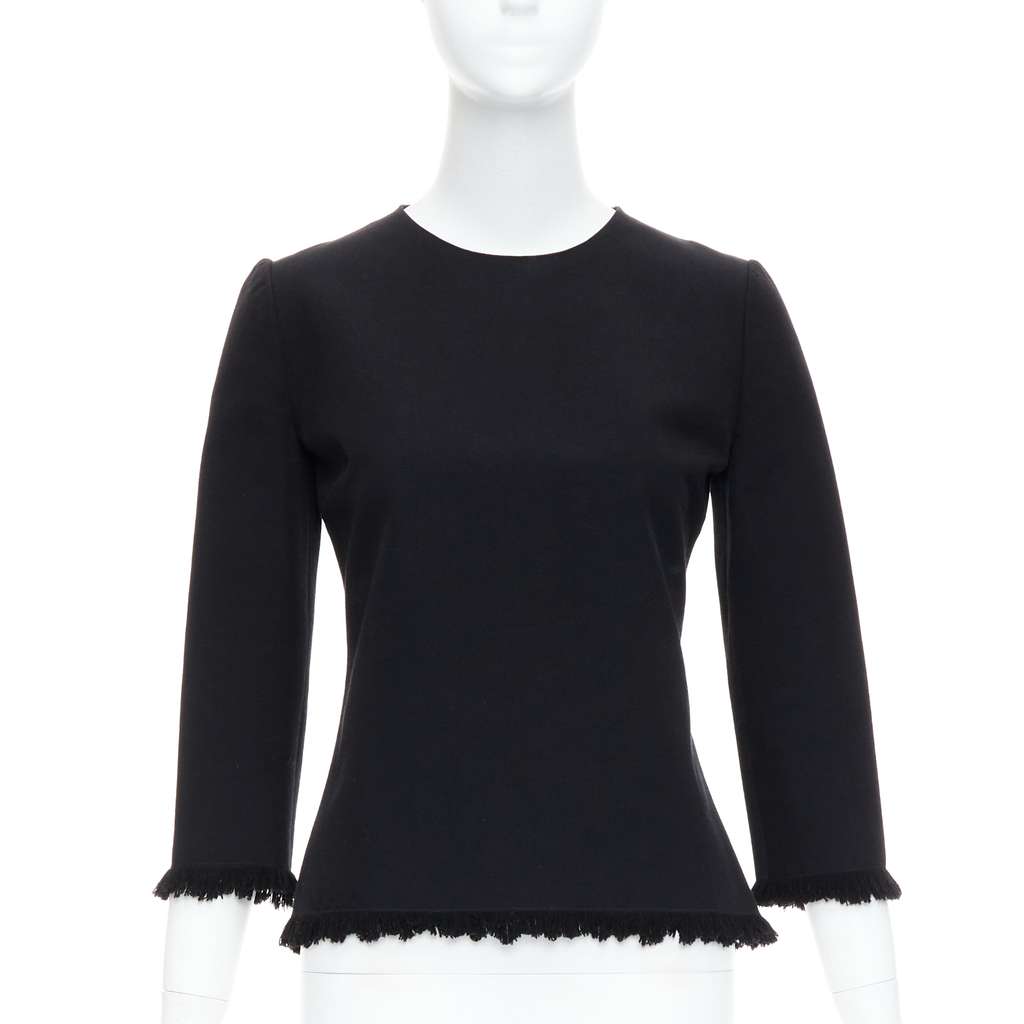 Tom Ford Fringe Fitted Top Black Wool Never worn - Front View