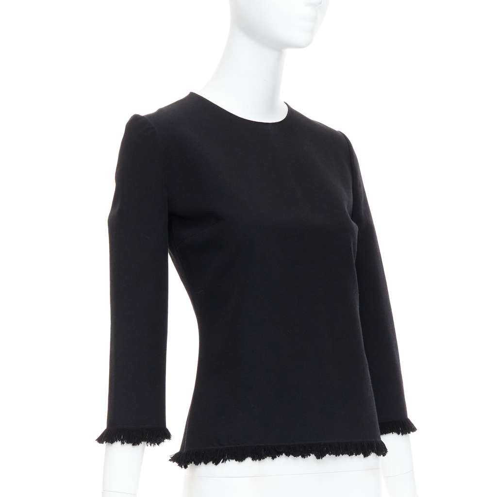 Tom Ford Fringe Fitted Top Black Wool Never worn - Inside View