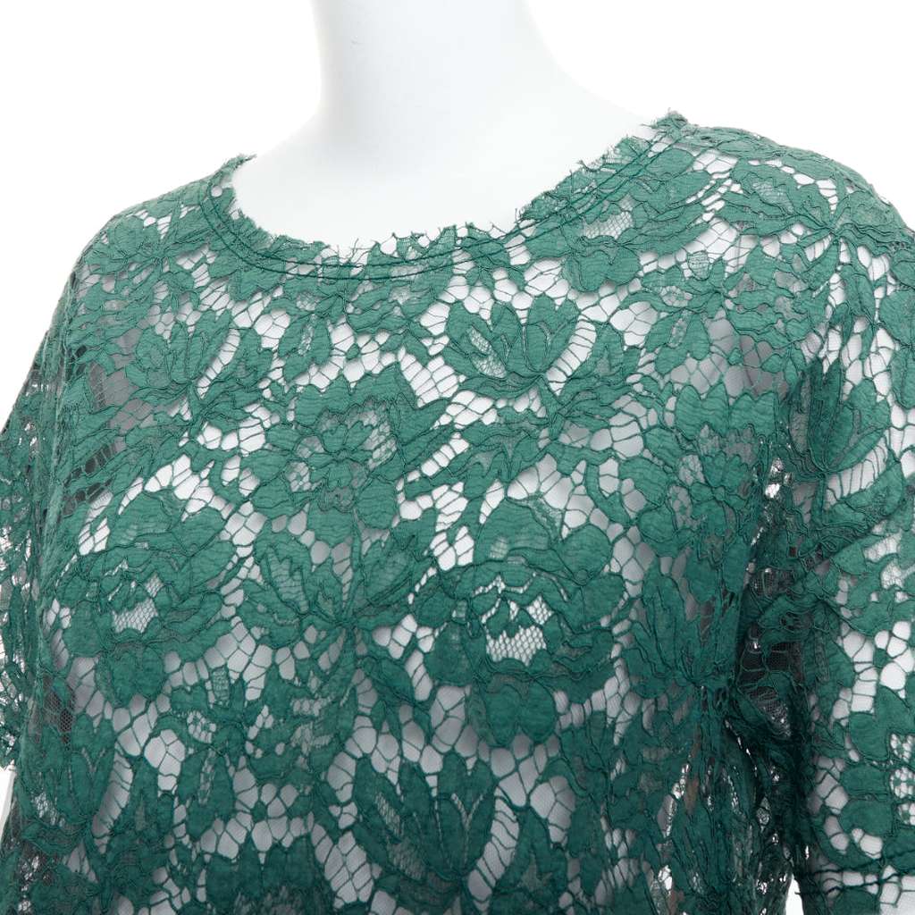 Valentino Garavani Floral Crop Tee Green Cotton Never worn - Back View