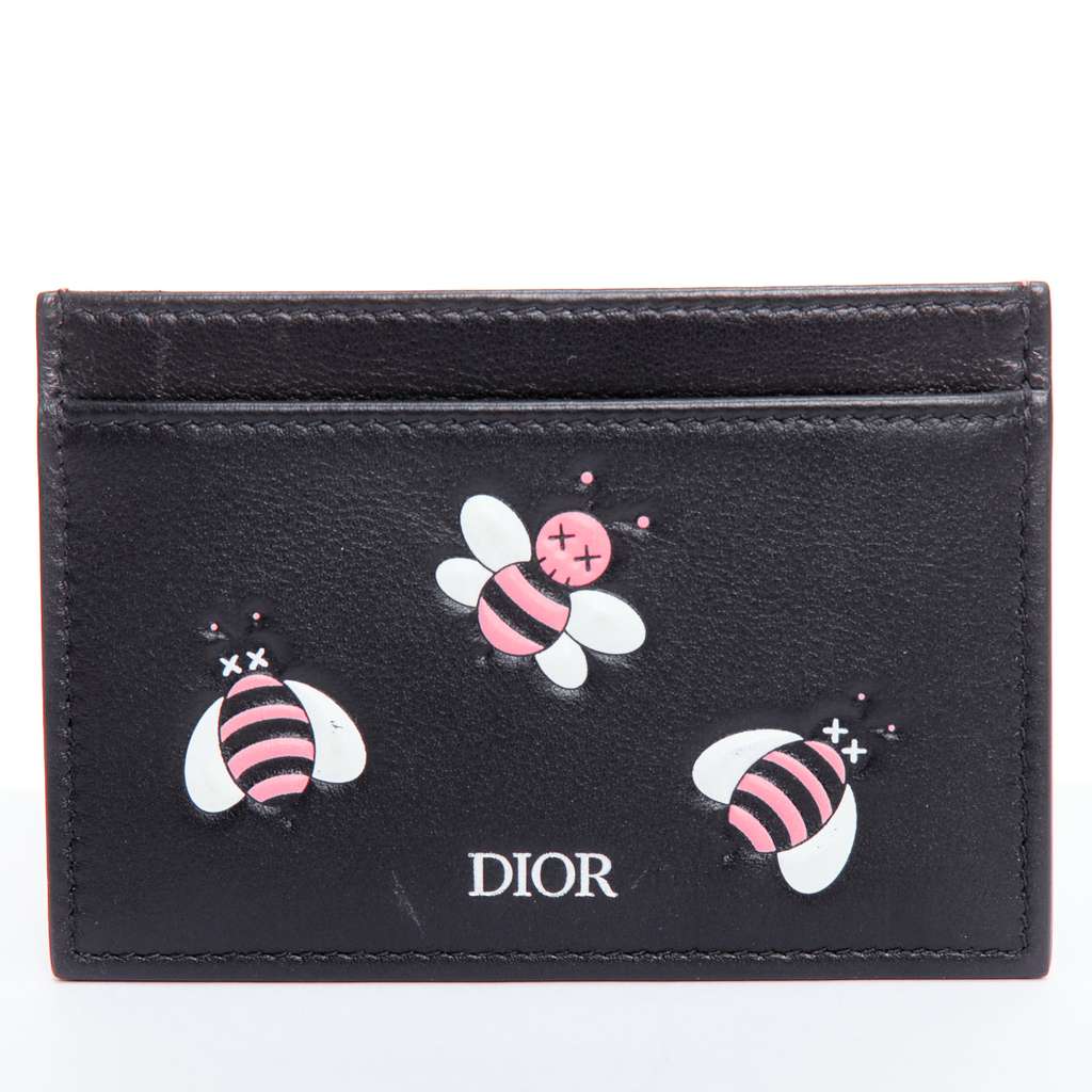Dior Bee Leather Cardholder Black Leather Good condition - Front View