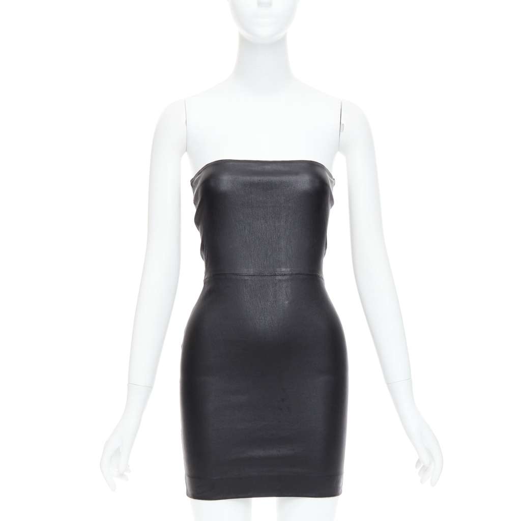 SPRWMN Leather Tube Dress Black Leather Good - Front View