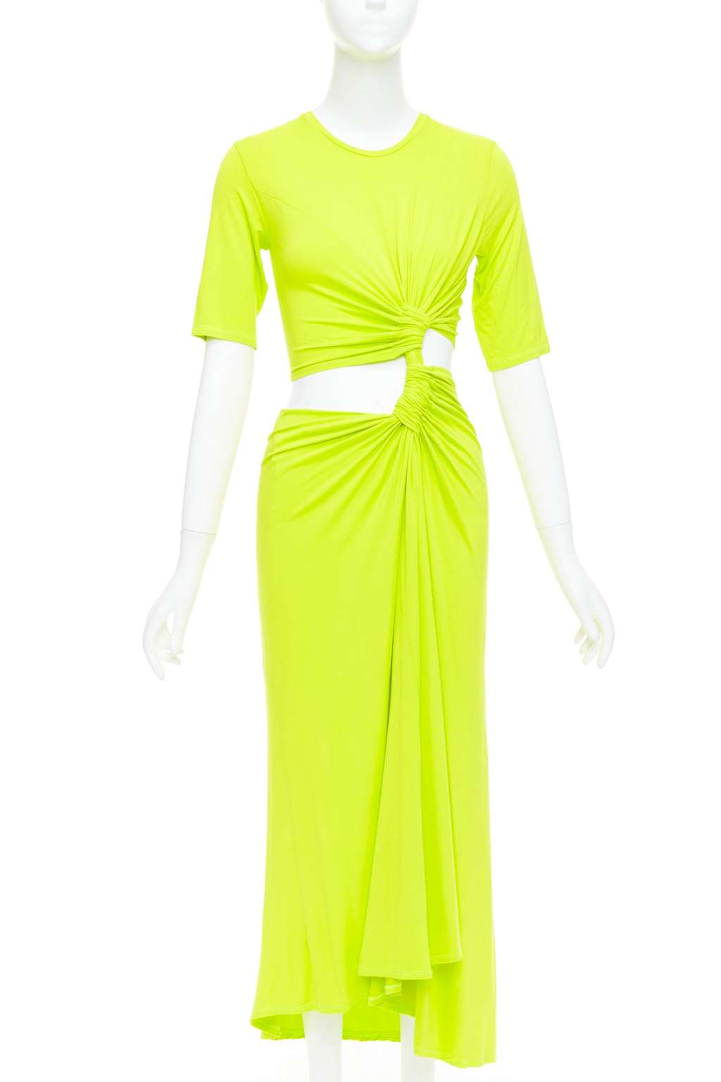 Sid Neigum Twist Draped Dress Green Polyester Very good - Front View