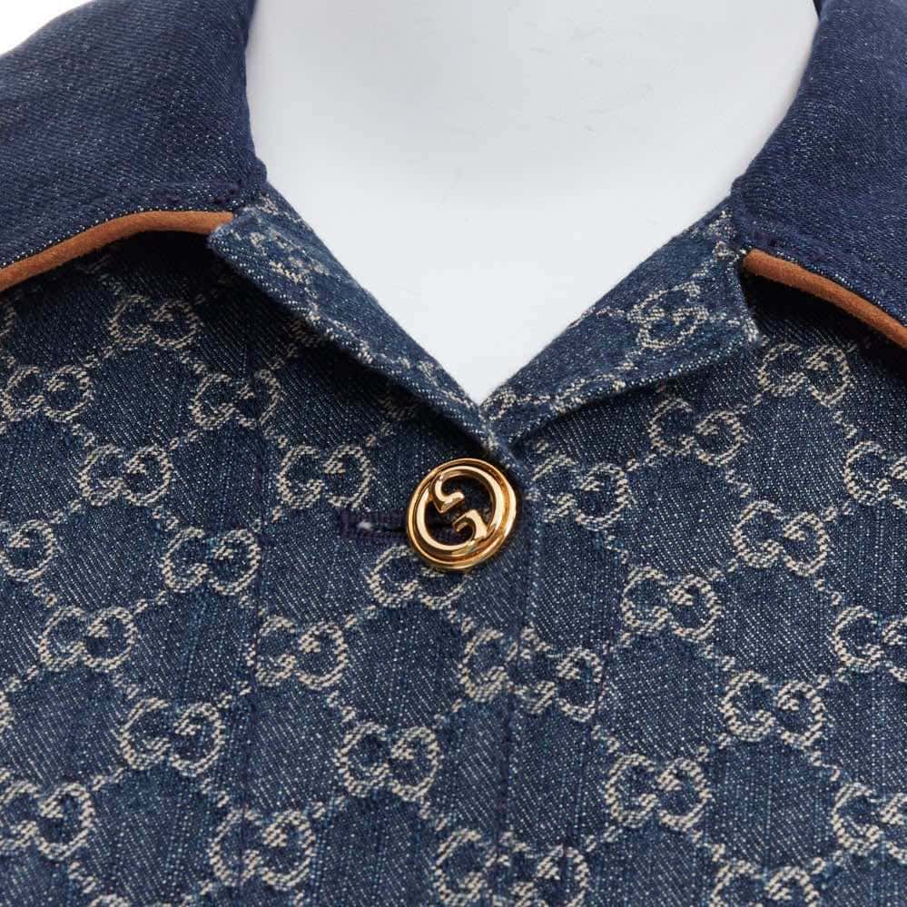 Gucci Blue Denim GG Coat Blue Cotton Never worn - Back View