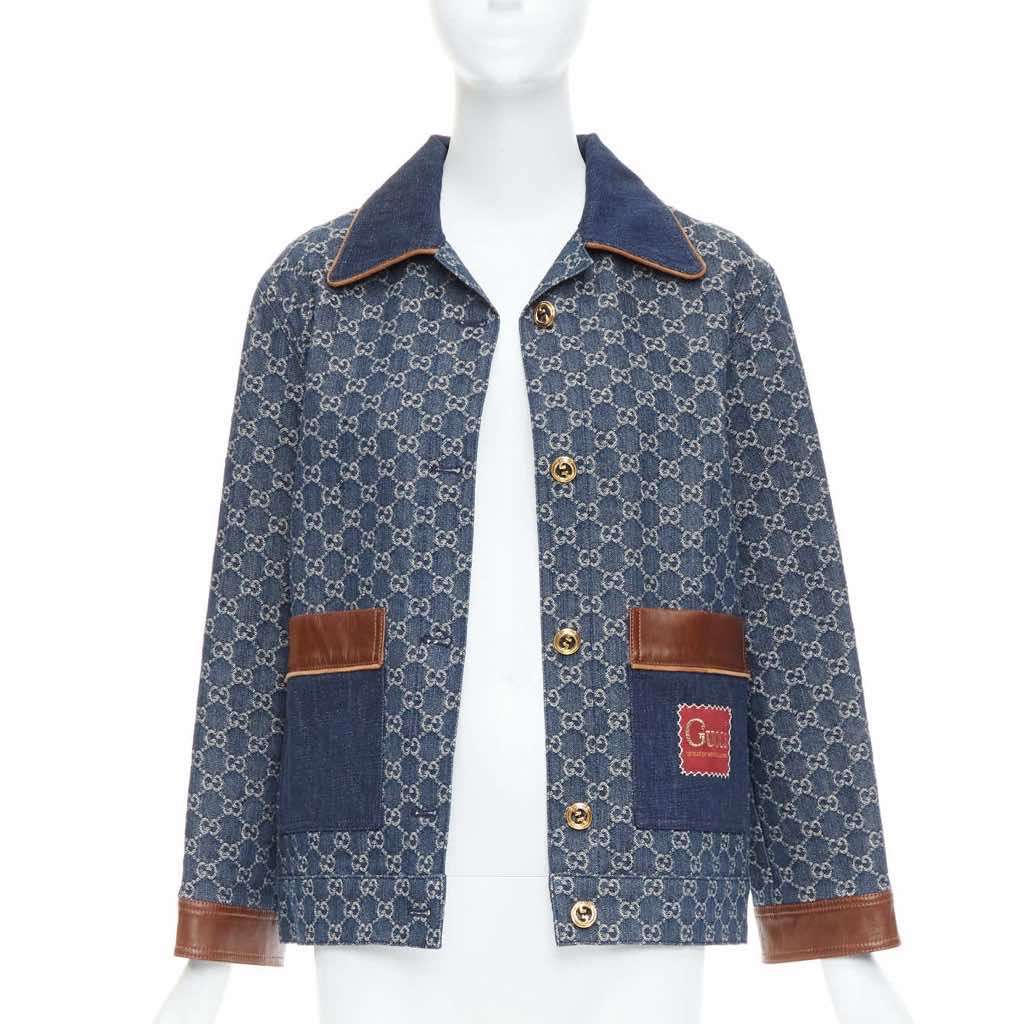 Gucci Blue Denim GG Coat Blue Cotton Never worn - Inside View