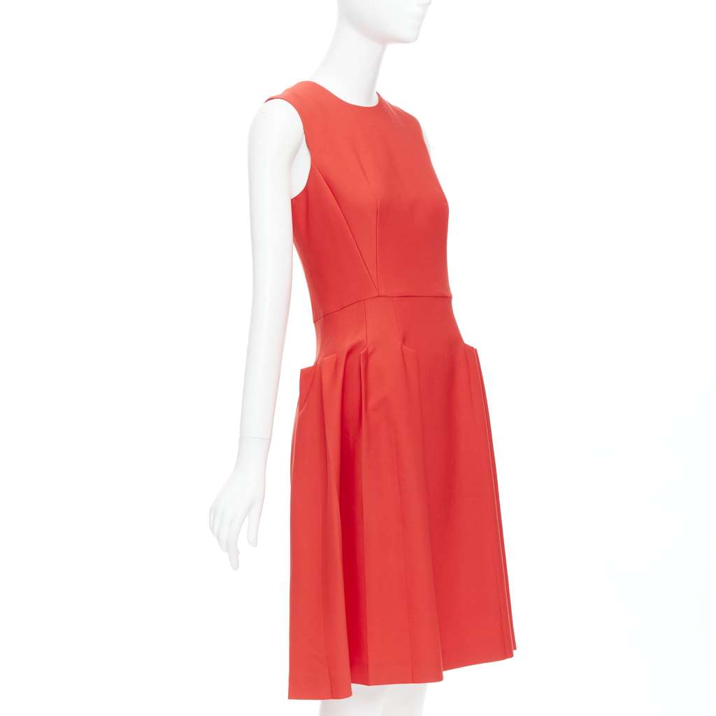 Bottega Veneta 3D Pleated Dress Red Wool Never worn - Inside View