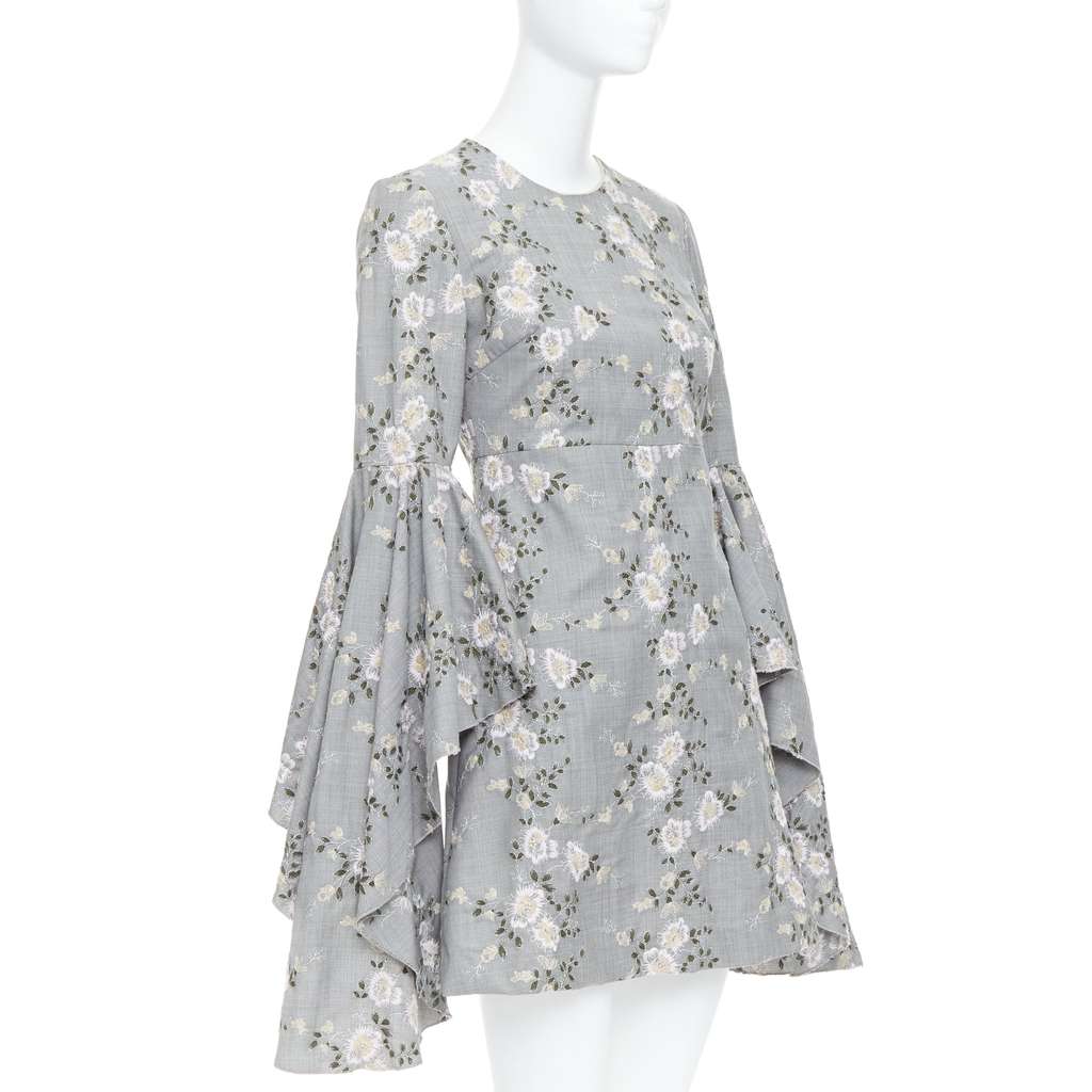 Giambattista Valli Embroidery Dress Grey Wool Good - Inside View