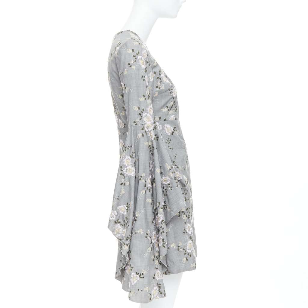 Giambattista Valli Embroidery Dress Grey Wool Good - Model View