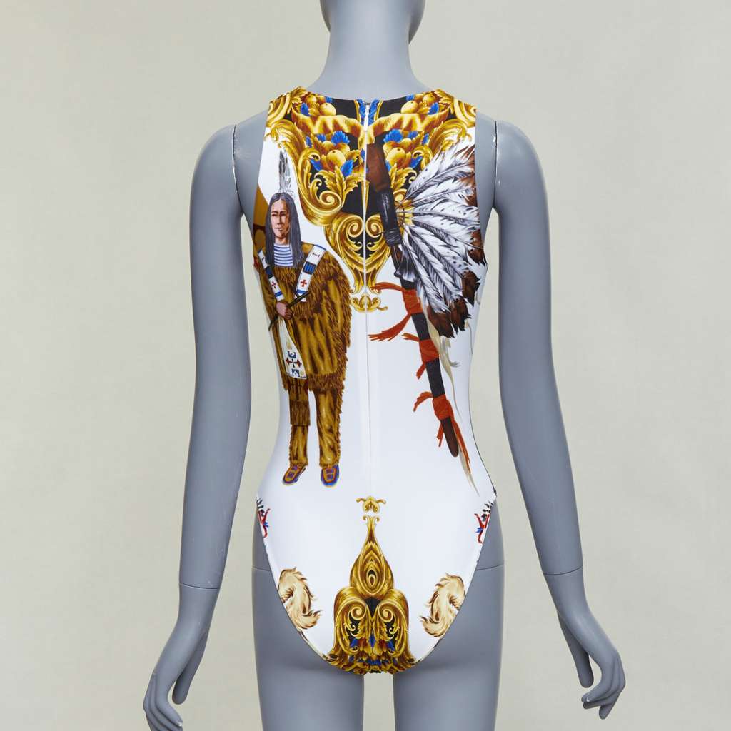Versace Indian Print Swimsuit White Polyamide Very good - Box View