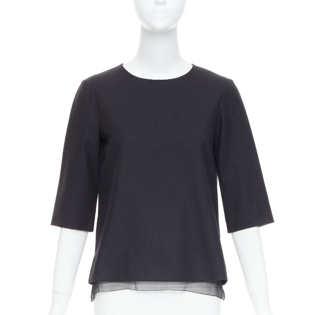 The Row Sheer Boxy Top Black Wool Very good - Front View