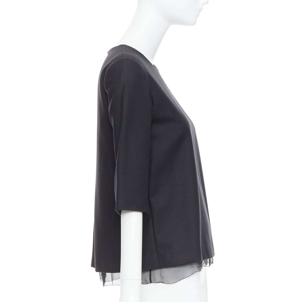 The Row Sheer Boxy Top Black Wool Very good - Model View