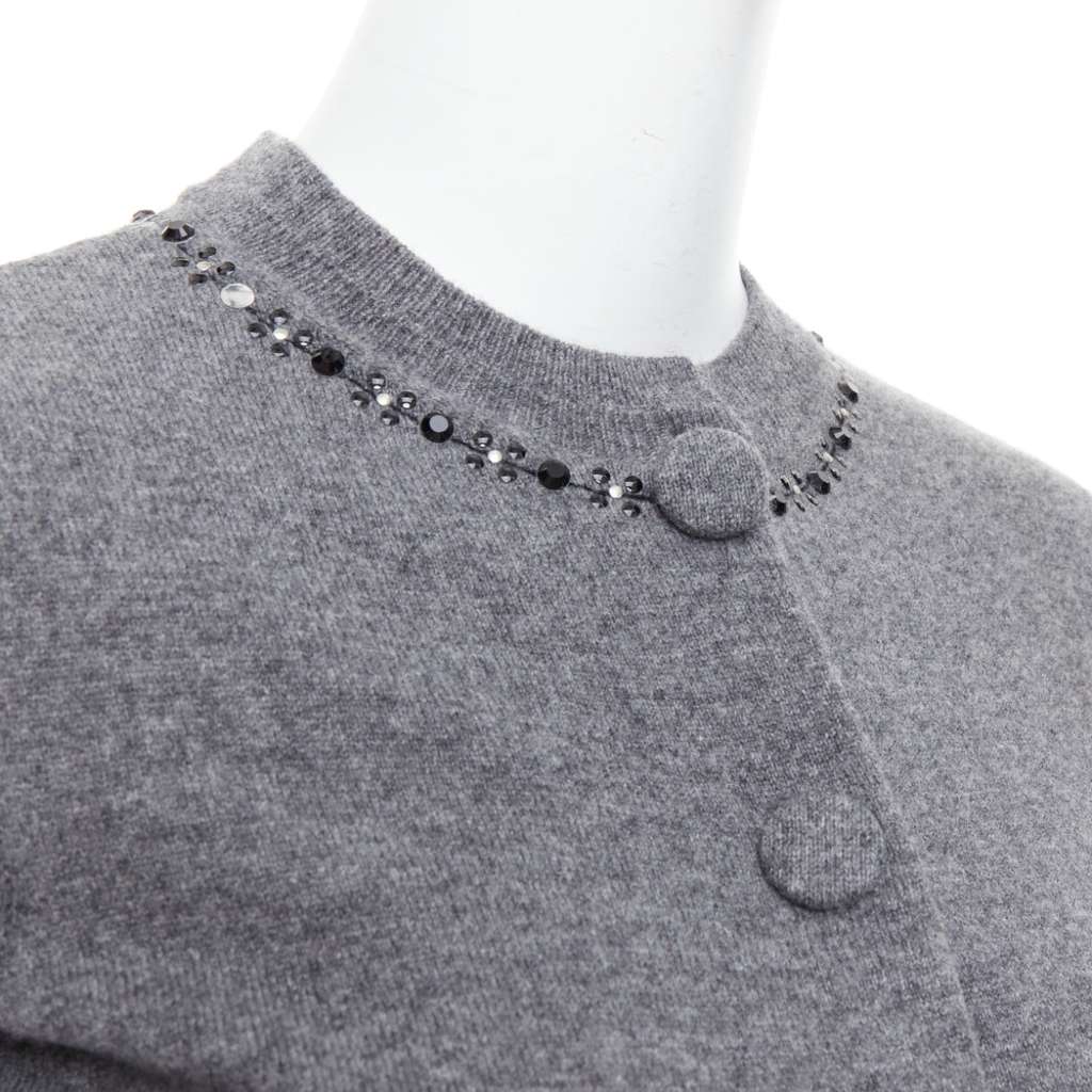 Marc Jacobs Embellished Trim Cardigan Grey Wool Good - Back View