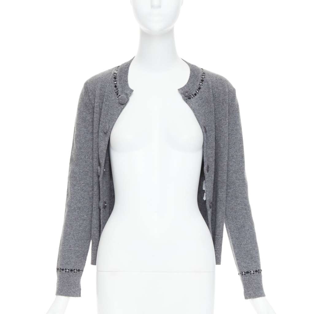 Marc Jacobs Embellished Trim Cardigan Grey Wool Good - Inside View