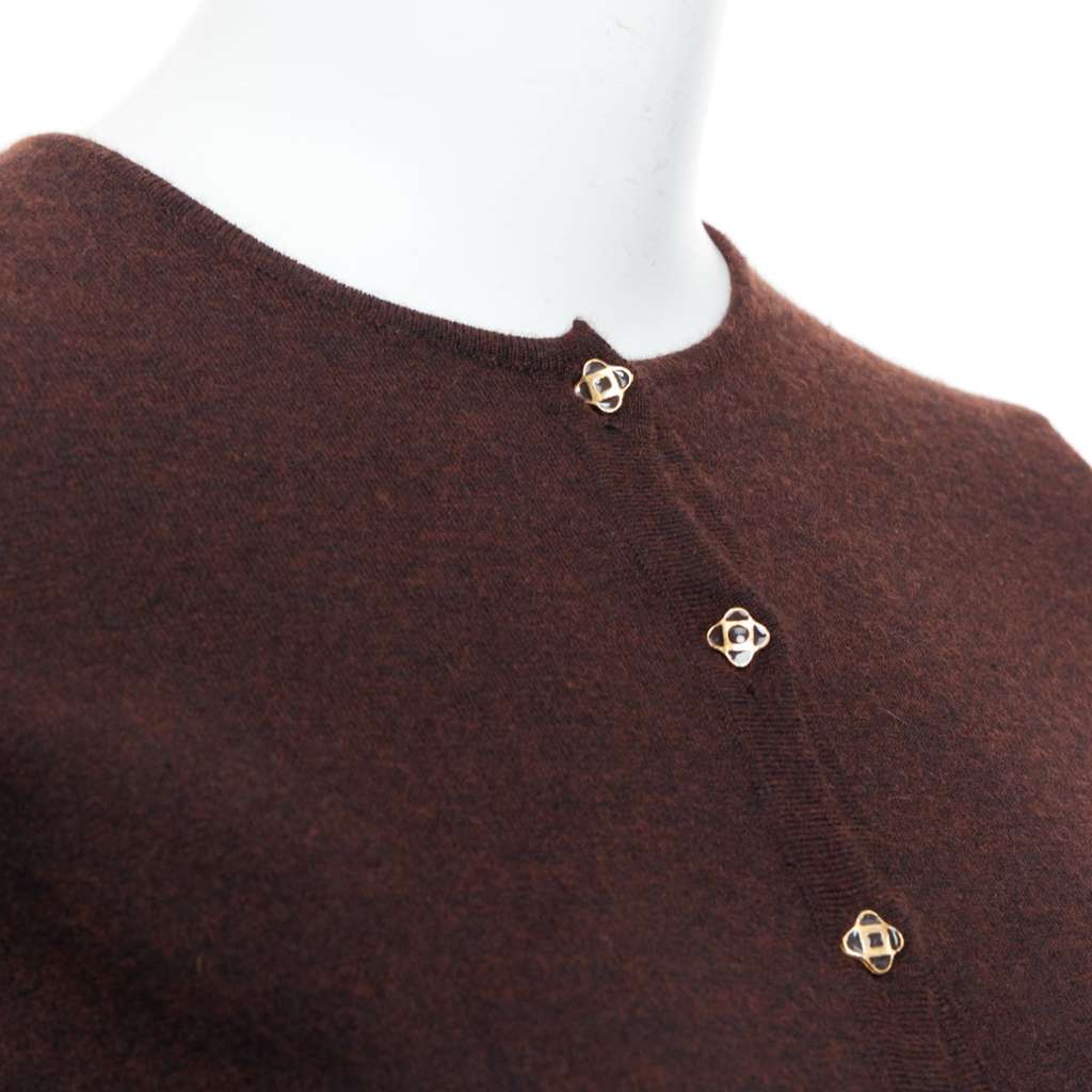 Oscar De La Renta Cashmere Silk Cardigan Brown Cashmere Very good condition - Back View