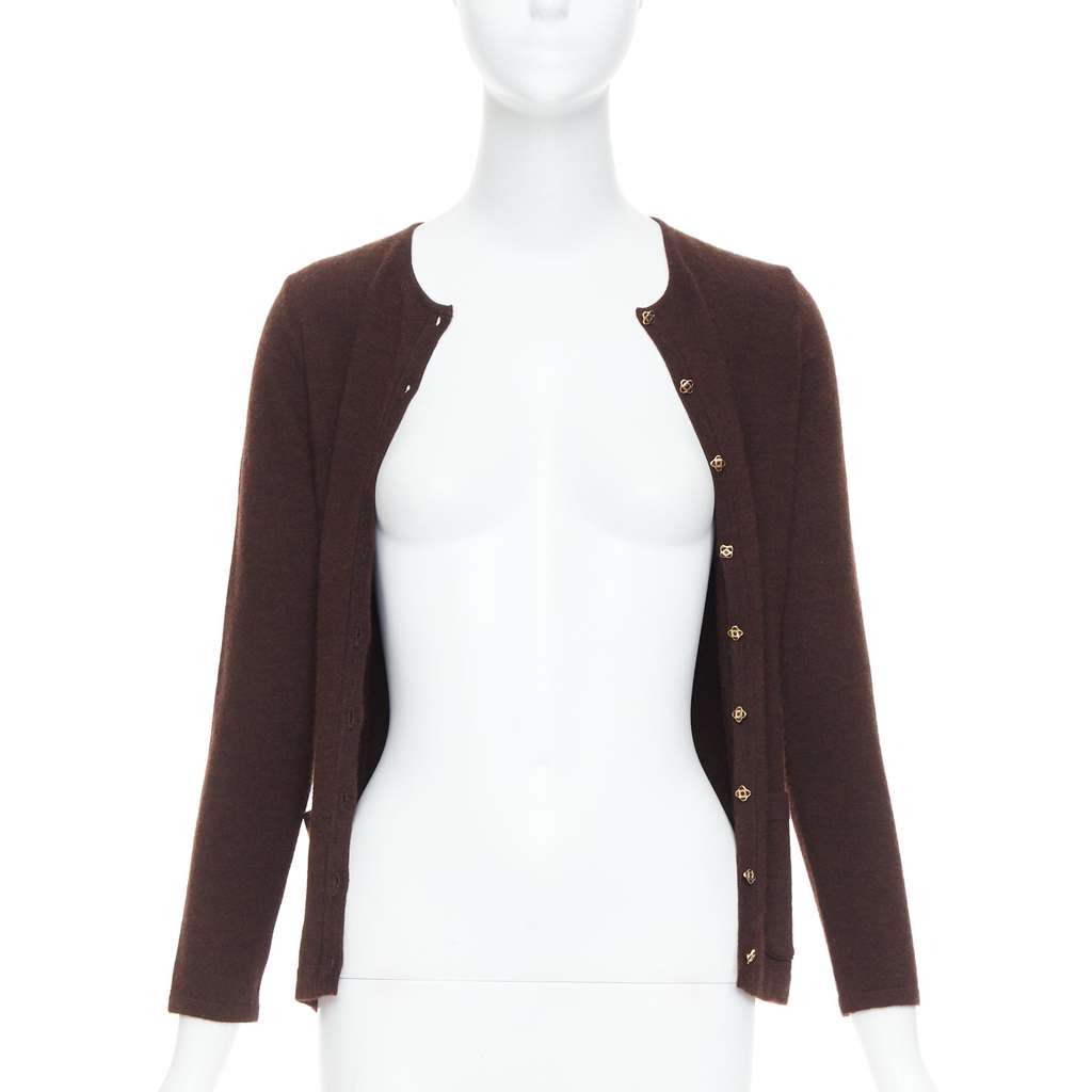 Oscar De La Renta Cashmere Silk Cardigan Brown Cashmere Very good condition - Inside View