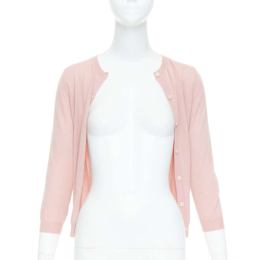 Prada Shell Button Cardigan Pink Cashmere Good - Inside View