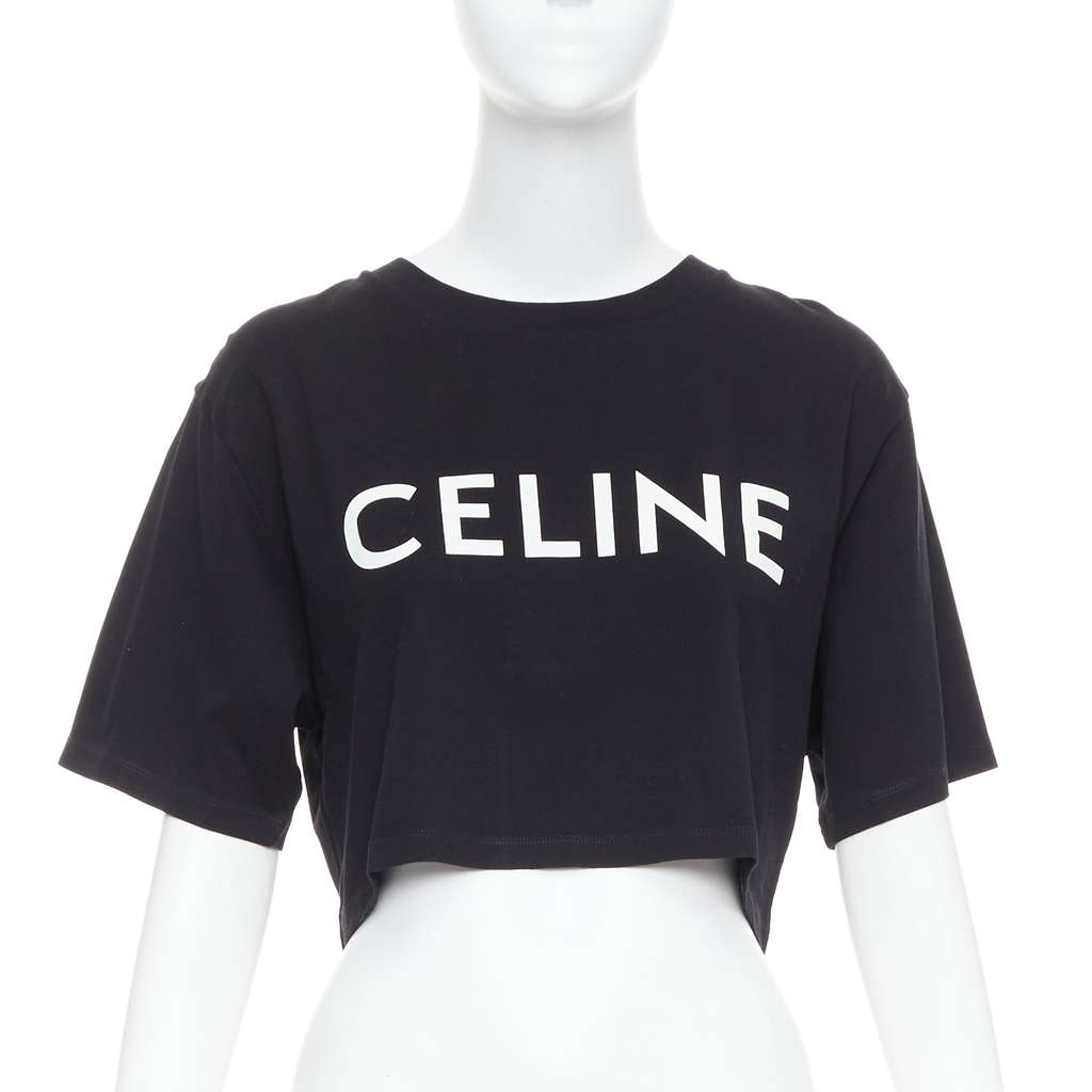 Celine Big Logo Tee Black Cotton Very good - Front View