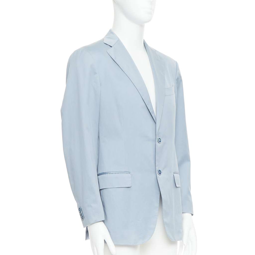 Ermenegildo Zegna Light Blue Handstitched Blazer Blue Cotton Good - Inside View