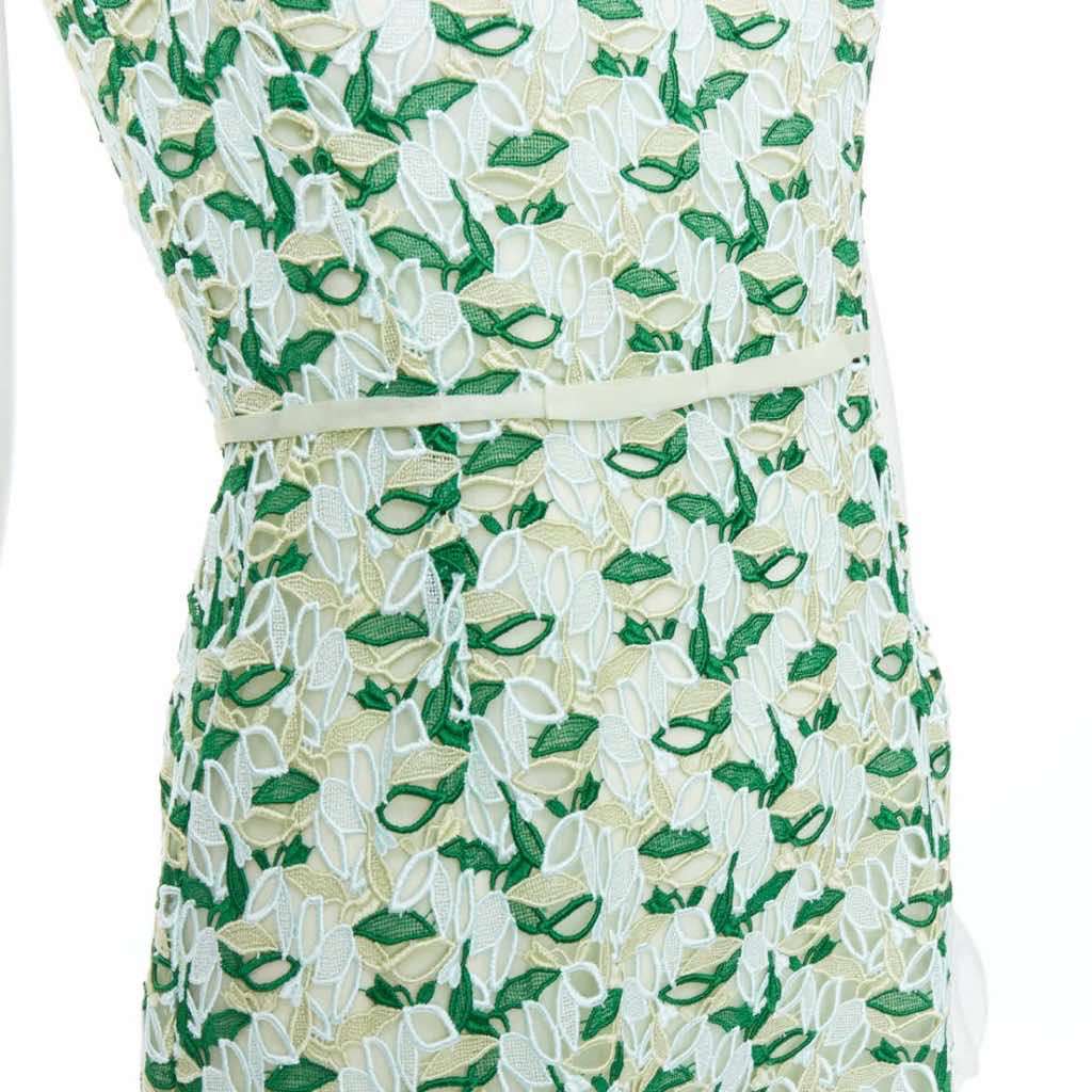Giambattista Valli Leaf Lace Dress Green Polyester Very good - Back View