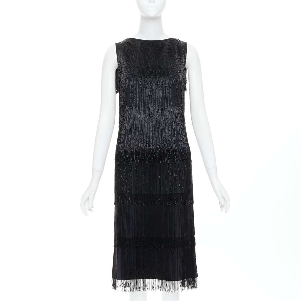 Michael Kors Fringe Flapper Dress Black Very good - Front View