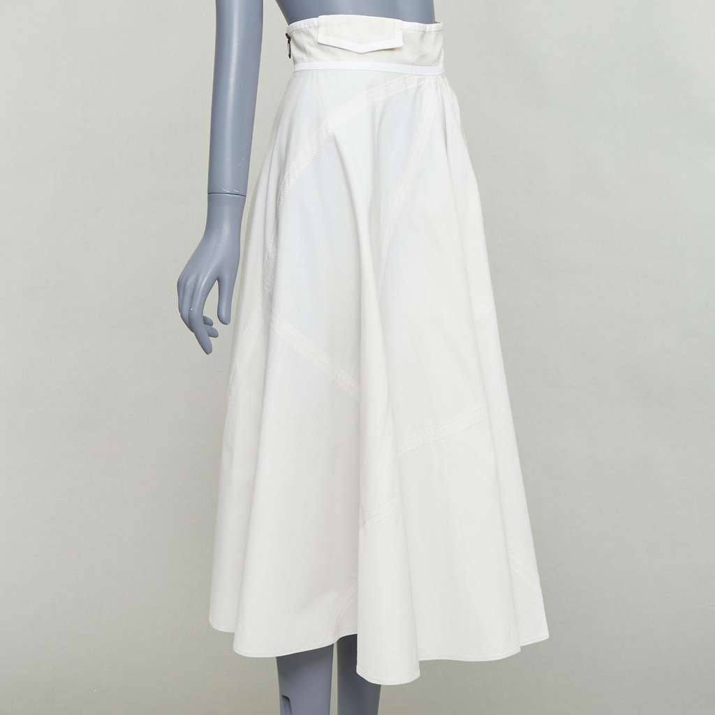 Bottega Veneta Diagonal Zip Skirt Grey Cotton Good - Inside View