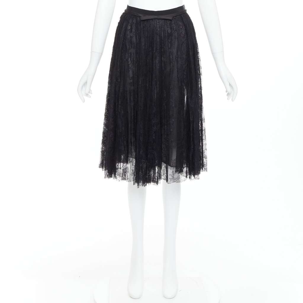 Giambattista Valli Lace Bow Skirt Black Viscose Very good - Back View