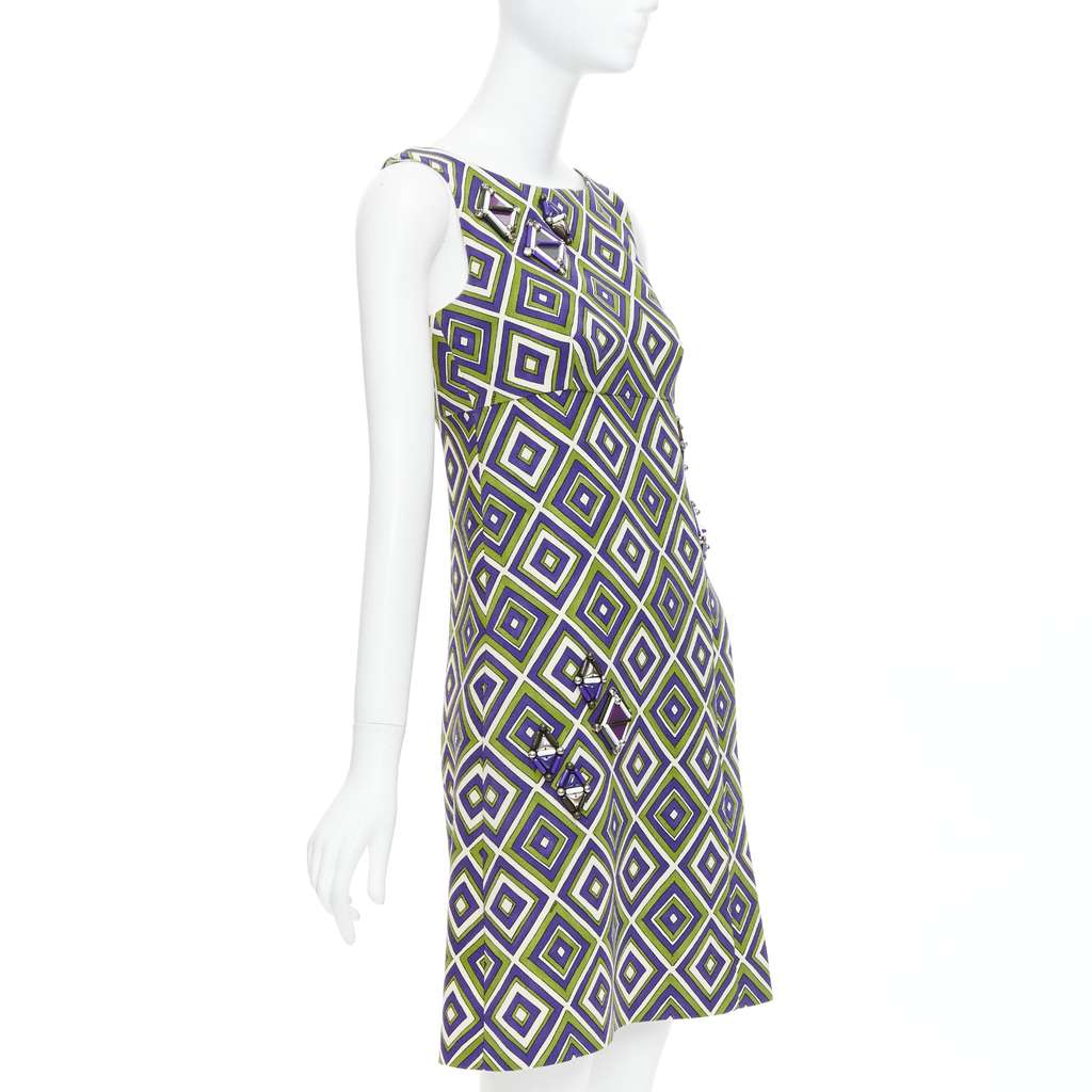 Prada Resin Mod Dress Green Wool Very good - Inside View