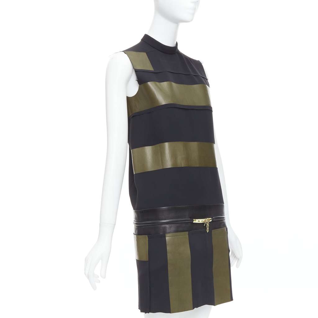 Celine Leather Stripe Dress Black Leather Very good - Inside View