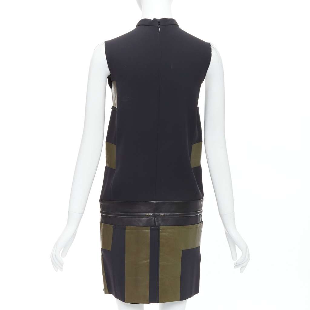 Celine Leather Stripe Dress Black Leather Very good - Box View
