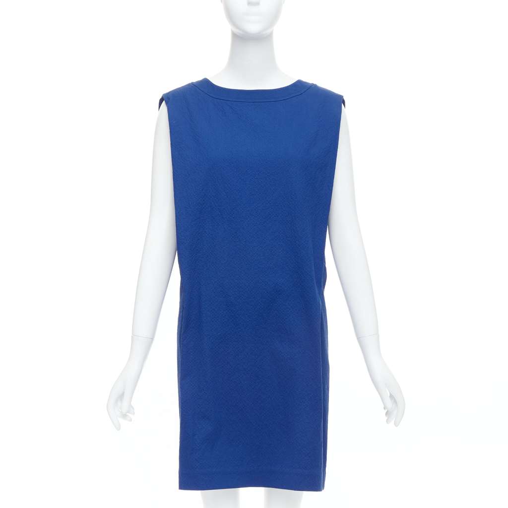 Hermès Pleated Shift Dress Blue Cotton Good - Back View