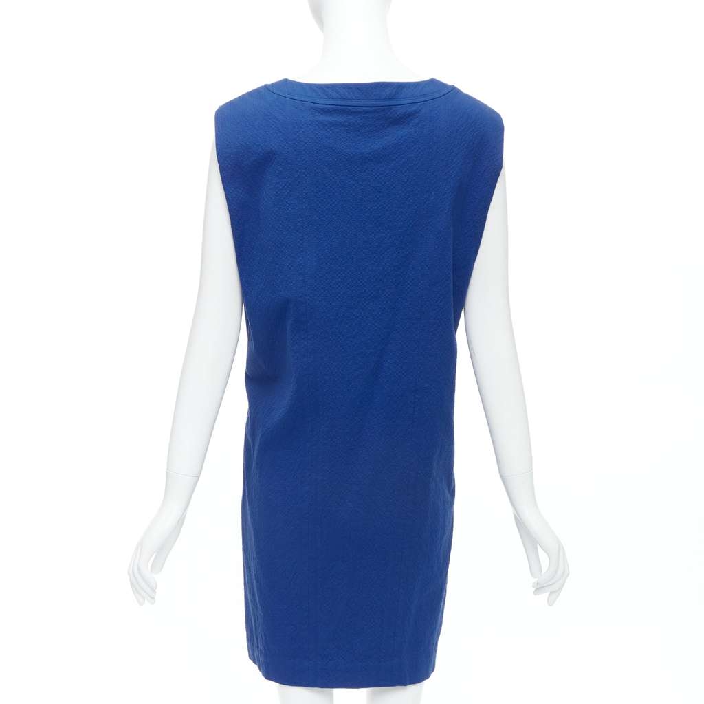 Hermès Pleated Shift Dress Blue Cotton Good - Model View