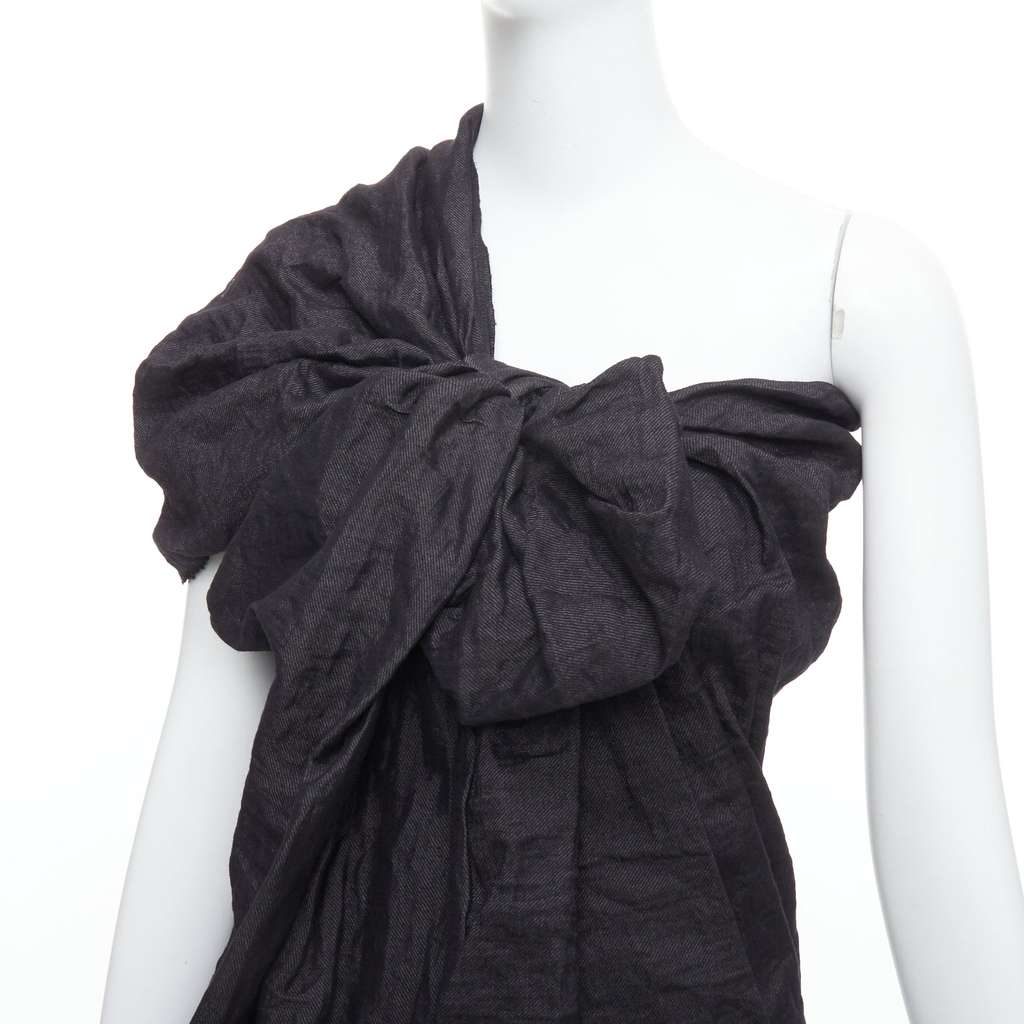 Lanvin One Shoulder Bow Dress Black Polyester Never worn - Back View